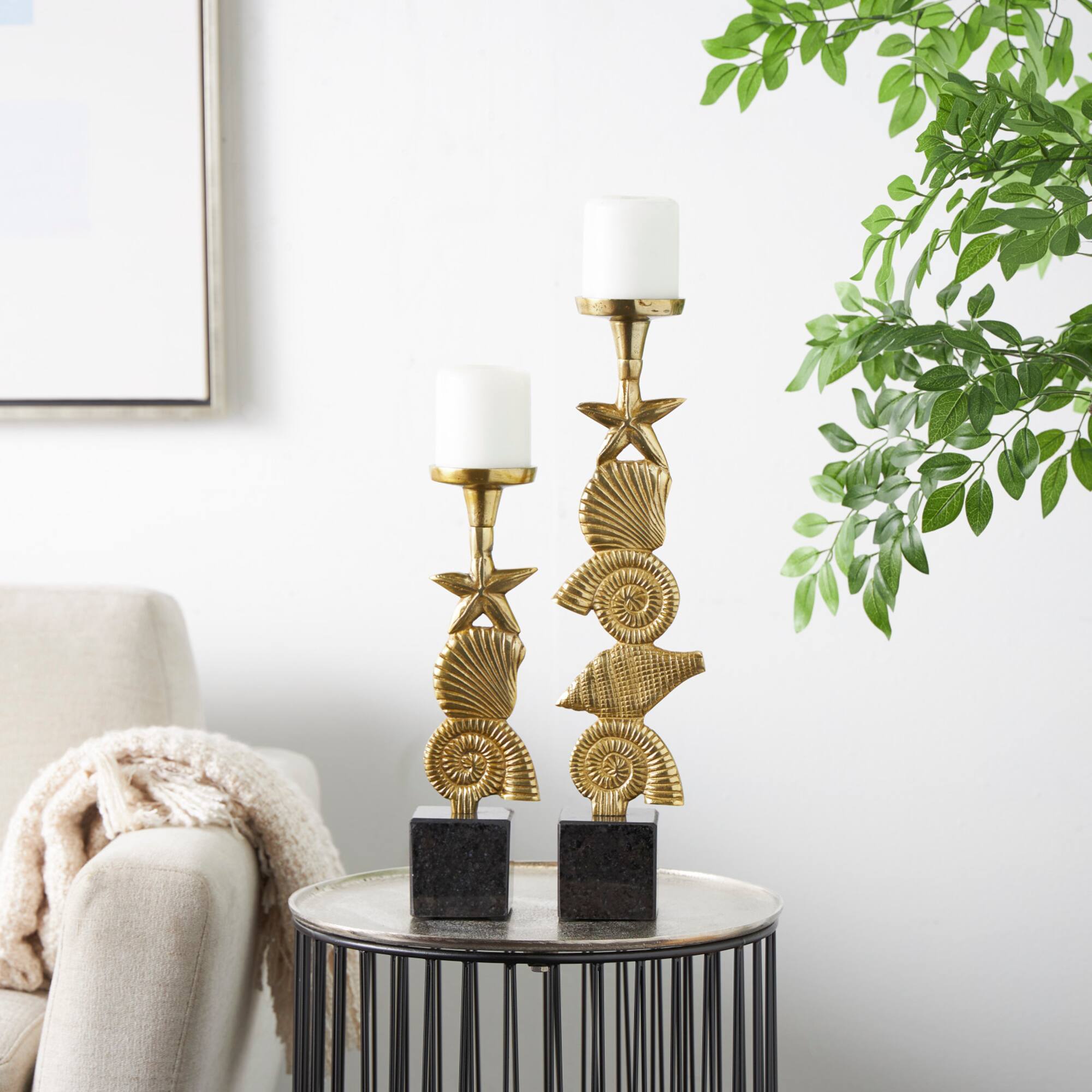 Aluminum Seashell Candle Holder Set